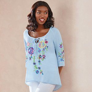 Fancy Floral Peasant Top